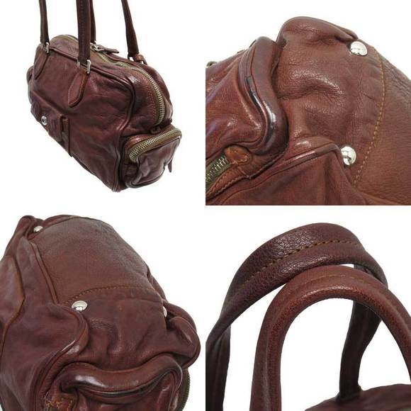 Prada Shoulder Bag Brown Leather Triangle - Picture 1 of 3